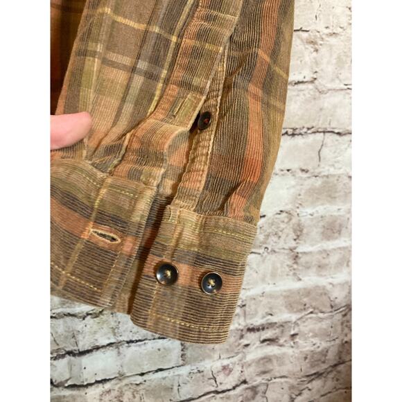 Prana Flannel Top Womens Small Light Brown Plaid Button Up Long Sleeve Shacket - Picture 6 of 12